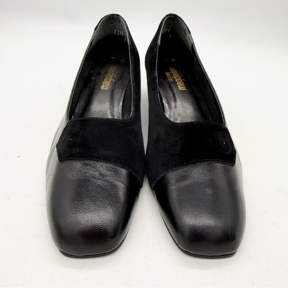 California Magdesians Black Leather Square Toe Low Heel Pumps Size 11 Wide - Picture 6 of 11
